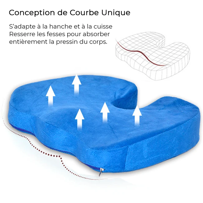 Coussin de siège orthopédique prévient la douleur du coccyx gel